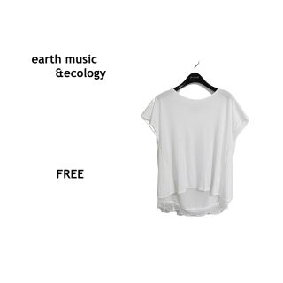 アースミュージックアンドエコロジー(earth music & ecology)のearth【バックシャンチュニック　FREE オフホワイト】レース tシャツ(チュニック)