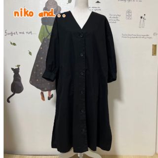 ニコアンド(niko and...)の#488 ニコアンド 黒 ノーカラー 5分袖？ジャケット(ノーカラージャケット)