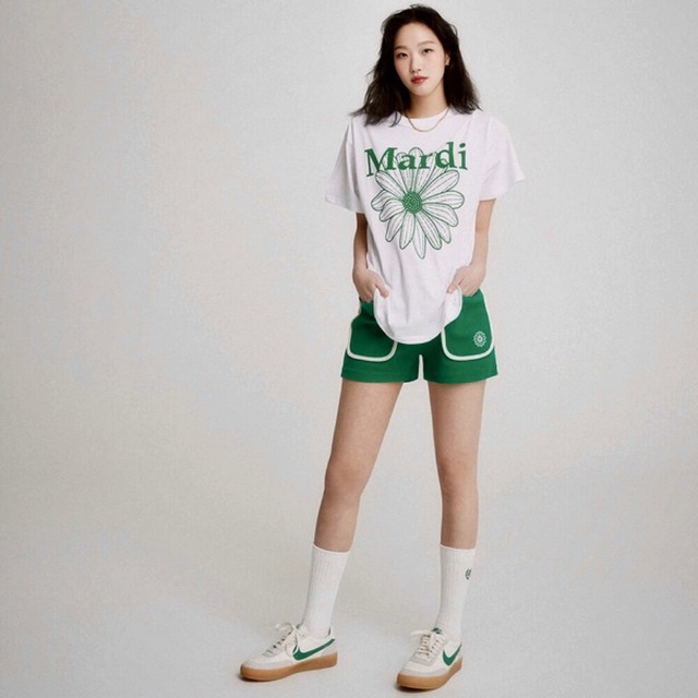 Mardi Mercredi マルディメクルディ TシャツWHITE GREEN レディースのトップス(Tシャツ(半袖/袖なし))の商品写真