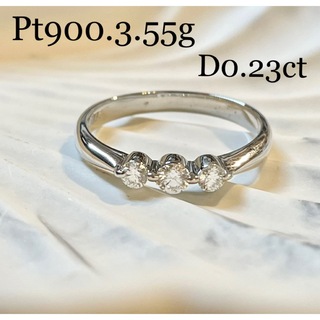 Pt900*0.23ct*14号*3.55gプラチナダイヤモンドストレートリング(リング(指輪))