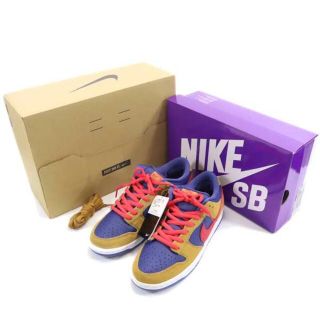 未使用 ナイキSB BQ6817-700 ダンク LOW PRO WHEATAND PURPLE 27cm ネイビー系 NIKE SB スケートボード メンズ 【中古】  【220907】(スニーカー)