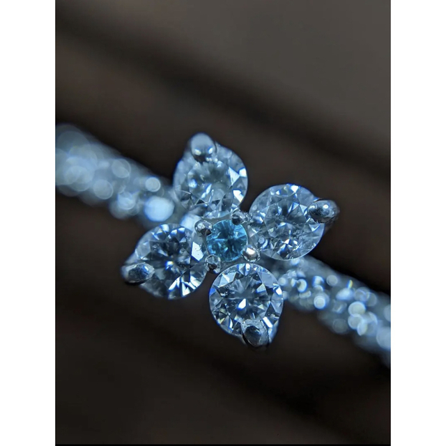 キラキラ様専用♡PTパライバトルマリン♡ダイヤモンドリング レディースのアクセサリー(リング(指輪))の商品写真
