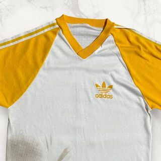 HYQ  ビンテージ 白 黄色 オリジナルス　シングルステッチ　ラグランTシャツ(Tシャツ/カットソー(半袖/袖なし))