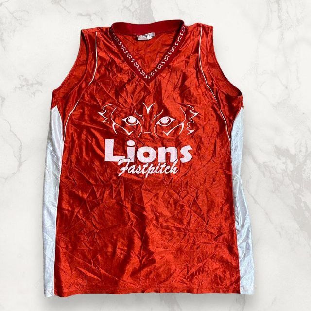 HYO TEAMWORK USA製 赤 ライオンズ　00　光沢 ゲームシャツ メンズのトップス(Tシャツ/カットソー(半袖/袖なし))の商品写真