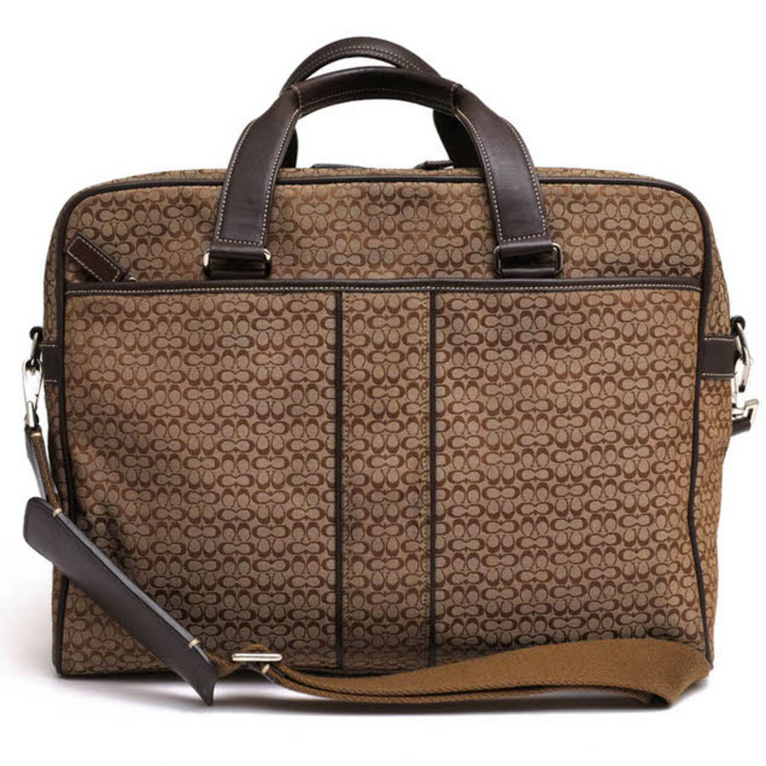 COACH ブリーフケース ビジネスバッグ シグネチャー柄 レザー×ナイロン-