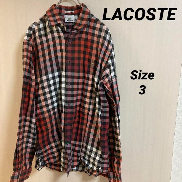 LACOSTE(ラコステ)の20a448 Lacoste ラコステ　メンズ　シャツ　赤い　レッドチェック柄 メンズのトップス(シャツ)の商品写真