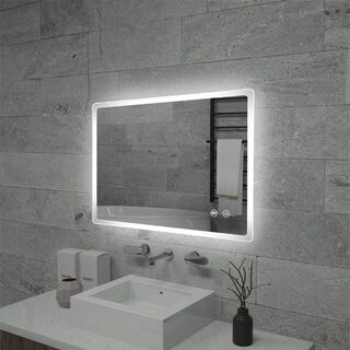 Flyoung 浴室鏡 LED浴室ミラー 洗面所 壁掛け 明るさ調整、曇り防止機(その他)