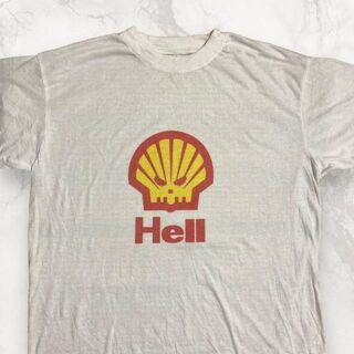 HVM 90s 00s 白 SHELL HELL　ガソリンスタンド　ネタ T(Tシャツ/カットソー(半袖/袖なし))