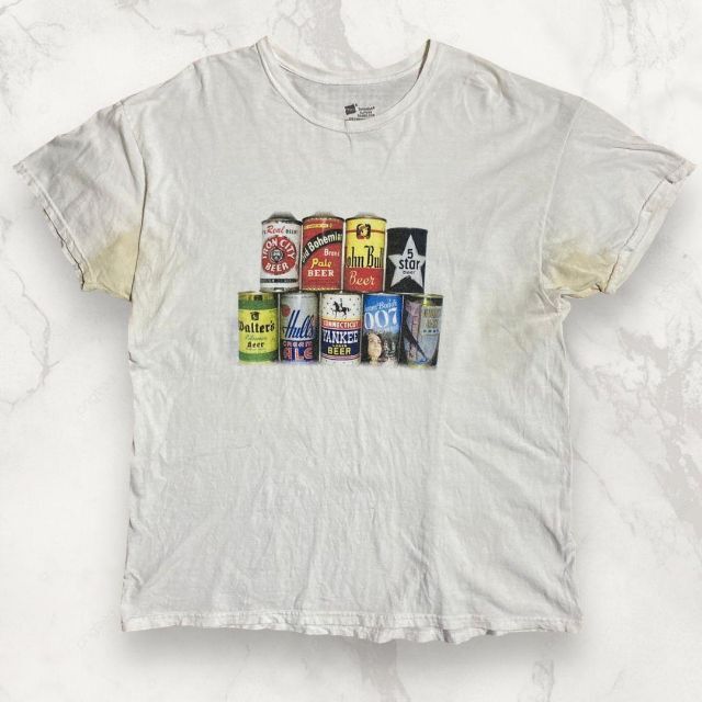 HVC Hanes ビンテージ 90s 00s 白 ビール　缶　007 Tシャツ メンズのトップス(Tシャツ/カットソー(半袖/袖なし))の商品写真