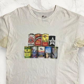 HVC Hanes ビンテージ 90s 00s 白 ビール　缶　007 Tシャツ(Tシャツ/カットソー(半袖/袖なし))