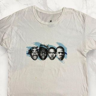 HUK ビンテージ 90s 00s  白 2PAC　ビギー　ラッパー　Tシャツ(Tシャツ/カットソー(半袖/袖なし))