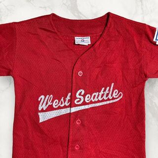 HUD ビンテージ 90 00s USA製 赤 リトルリーグ　野球　ゲームシャツ(シャツ)