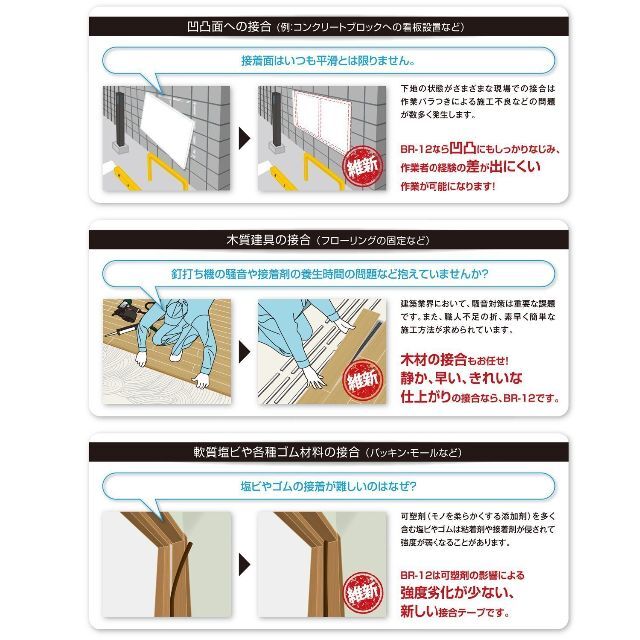 3M 超強力両面テープ VHB 接合維新 構造用接合テープ BR-12 19mm×10m - 2