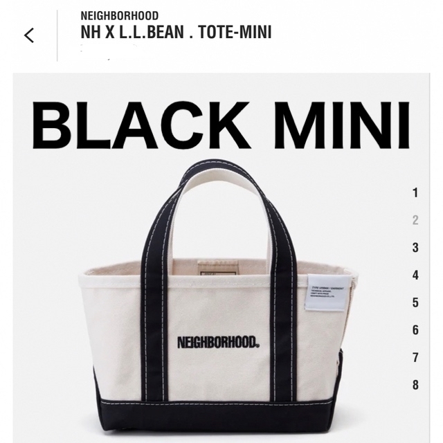 NEIGHBORHOOD L.L.BEAN TOTE MINI 黒 ブラック-