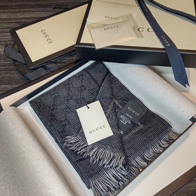 ❤新品箱袋付き❤GUCCI マフラー ストール ショール スカーフ ブラック | フリマアプリ ラクマ