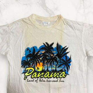 HSV ビンテージ 90s  白 パナマ　お土産　スーベニア　リゾート Tシャツ(Tシャツ/カットソー(半袖/袖なし))