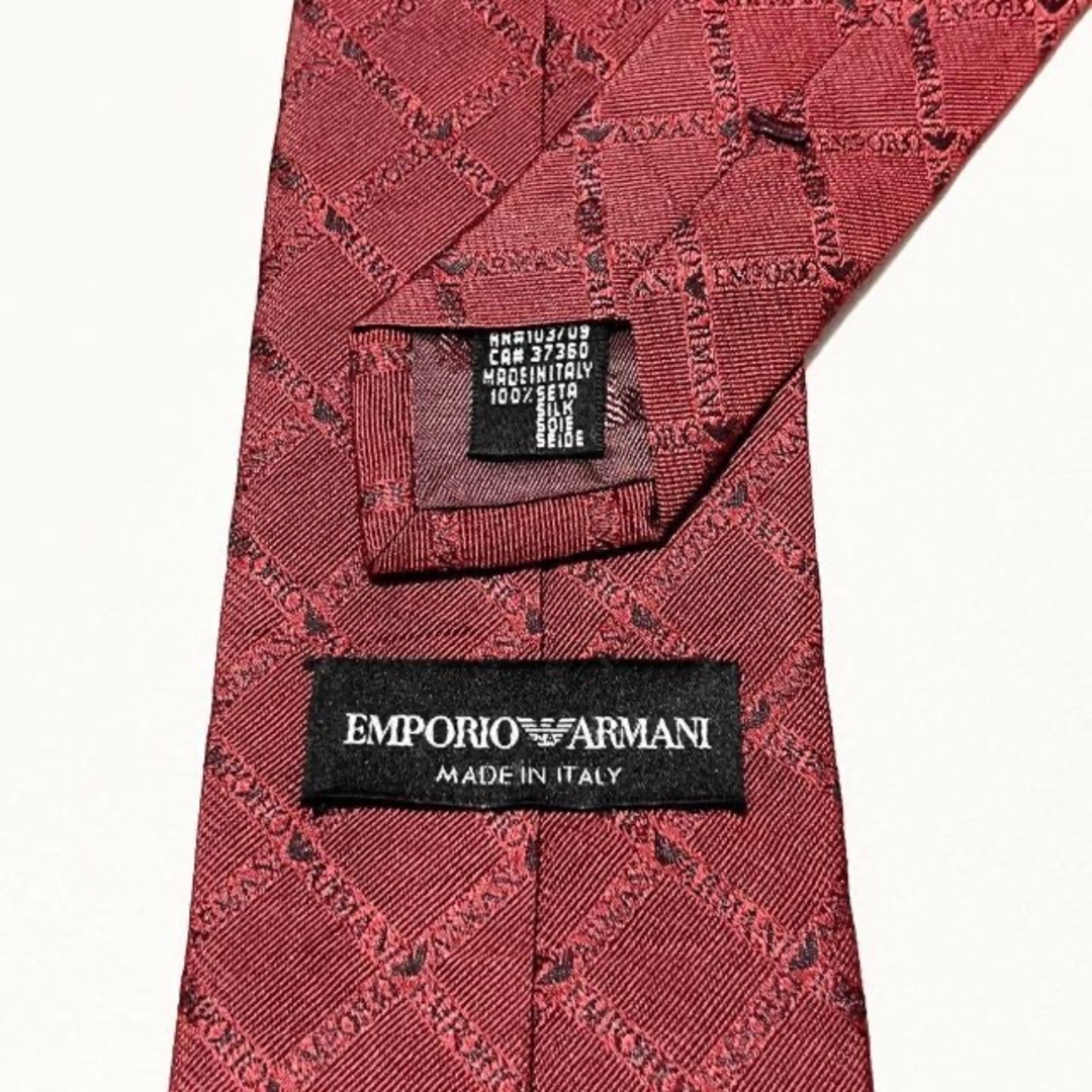 Emporio Armani(エンポリオアルマーニ)の【美品】アルマーニ ネクタイ ロゴグラム柄 チェック 格子 シルク イタリア製 メンズのファッション小物(ネクタイ)の商品写真