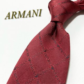 エンポリオアルマーニ(Emporio Armani)の【美品】アルマーニ ネクタイ ロゴグラム柄 チェック 格子 シルク イタリア製(ネクタイ)