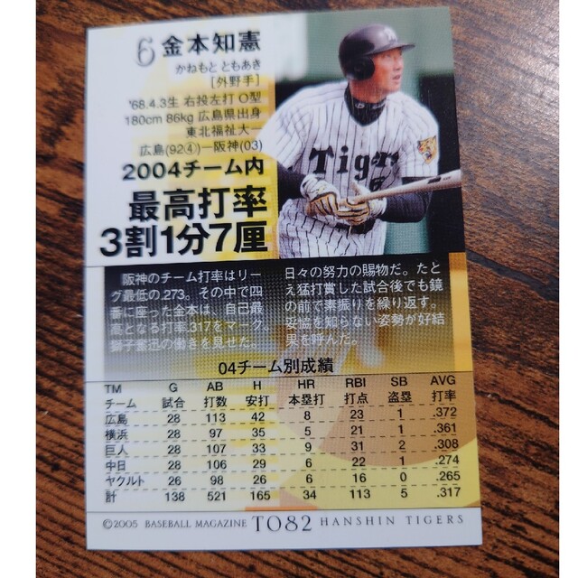 阪神タイガース - プロ野球カード 金本知憲選手2005(2枚セット)の