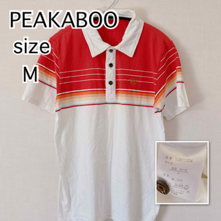 ピーカブー(PEEK-A-BOO)のPEAKABOOピーカブー　ポロシャツ　オレンジ×ホワイト M(ポロシャツ)