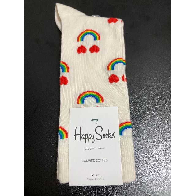 Happy Socks(ハッピーソックス)のHappy Socks靴下　未使用　メンズ　カラフル　ハート虹　派手柄 メンズのレッグウェア(ソックス)の商品写真