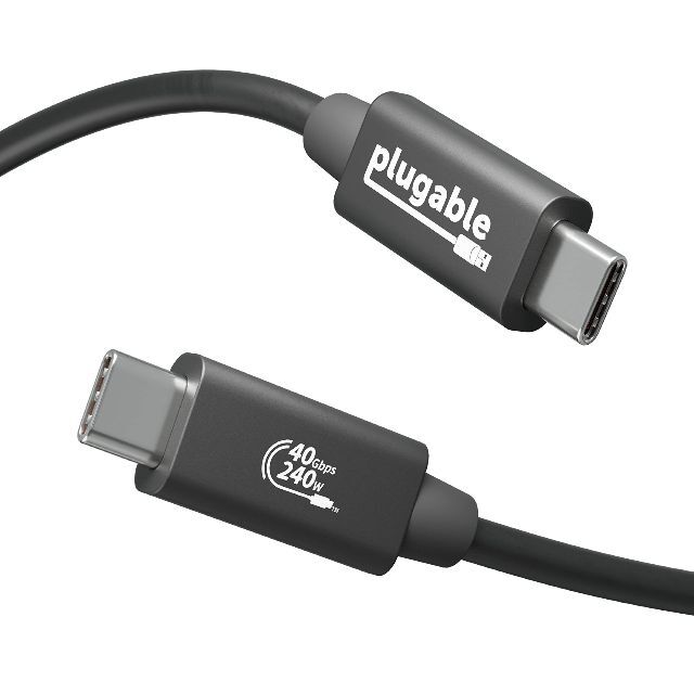 PC周辺機器Plugable USB4 ケーブル 40Gpbs 240W 充電対応 1m U