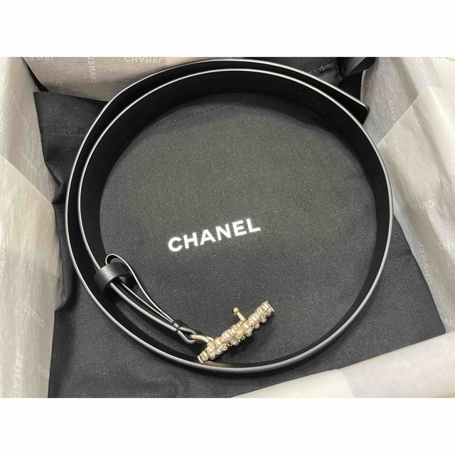 CHANEL - CHANEL シャネル レザー ベルト ブラック 黒 ココ CHANEL - CHANEL シャネル レザー ベルト ブラック 黒 ココ