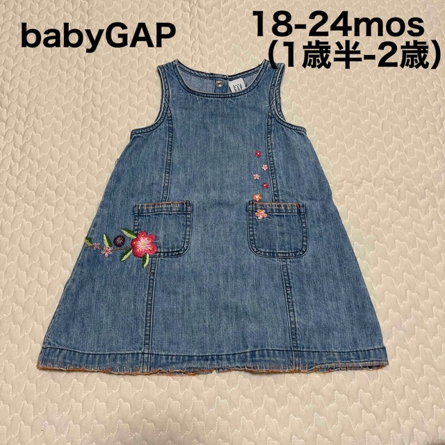 babyGAP(ベビーギャップ)のbaby GAP  デニム　ワンピース　刺繍　18-24 キッズ/ベビー/マタニティのキッズ服女の子用(90cm~)(ワンピース)の商品写真