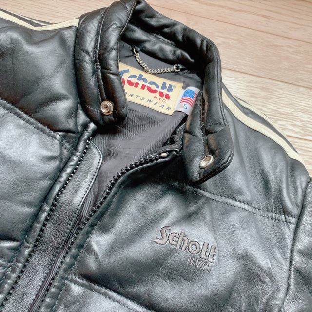 Schott ダウンジャケット メンズ レザージャケット ラム革 ダブル