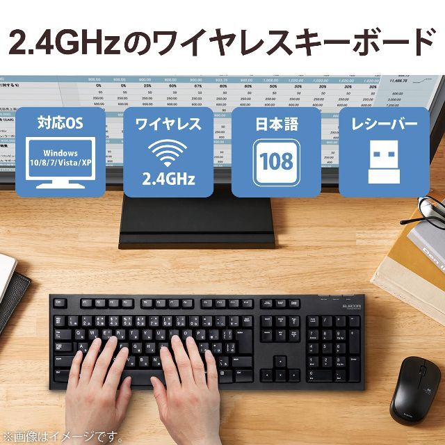 エレコム キーボード マウスセット ワイヤレス レシーバー付属 メンブレン フル 6