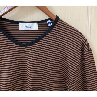 ノーリーズ(NOLLEY'S)の【美品】NOLLEY'S ノーリーズ メンズ ロンT Lサイズ ボーダー 黒&茶(Tシャツ/カットソー(七分/長袖))