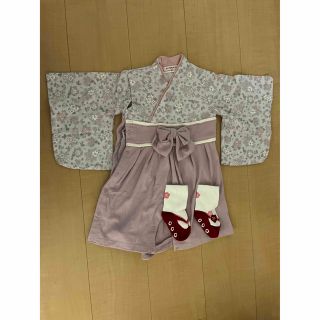 ぴちゅまま様専用　袴ロンパース＋足袋風靴下セット(和服/着物)