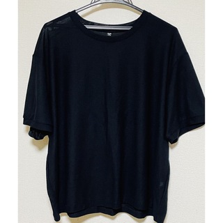 ユニクロ(UNIQLO)のユニクロ シースルー Tシャツ ブラック 3L メッシュ 黒 透け感 重ね着 (Tシャツ(半袖/袖なし))