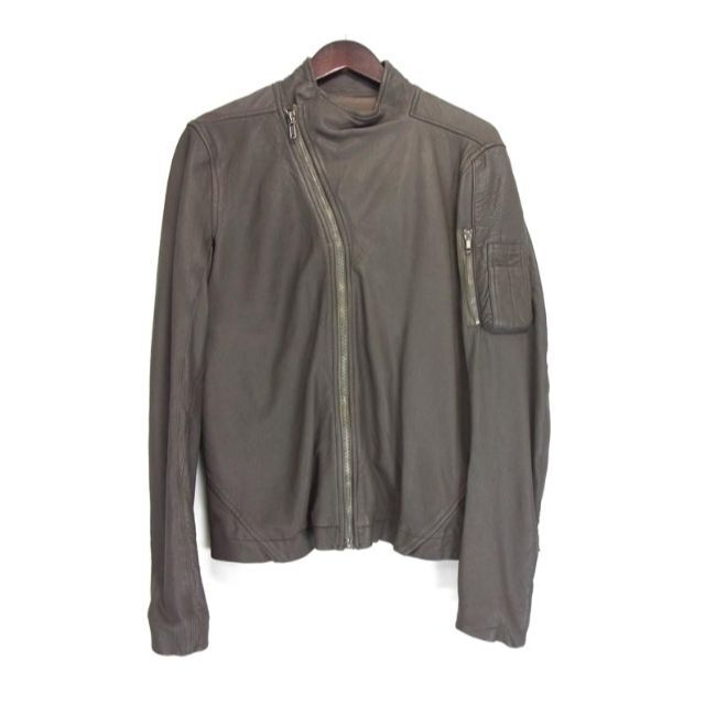 品質満点 Owens Rick - Owens□蛇行ジップシングルレザージャケット