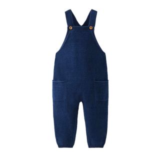 ザラキッズ(ZARA KIDS)のZARA kids インディゴ　ニット　オーバーオール　ロンパース　ブルー(その他)