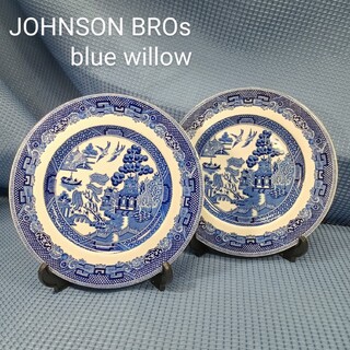 ウェッジウッド(WEDGWOOD)の英国製JohnsonBrothersジョンソンブラザースwillowプレート(食器)