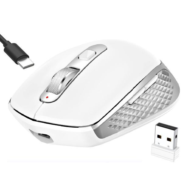 【色: Silver】FENIFOX 充電式 無線 マウス- 2.4G USB