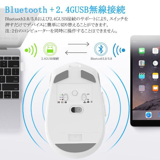【色: Silver】FENIFOX 充電式 無線 マウス- 2.4G USB 7