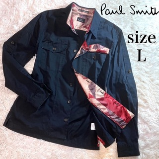 ポールスミス(Paul Smith)のポールスミス シャツ 長袖 半袖 切り替え可 日本製  黒マルチカラー L(シャツ)