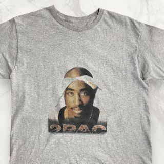 HTQ ビンテージ 90s 00s  2PAC　TUPAC　ラッパー Tシャツ(Tシャツ/カットソー(半袖/袖なし))