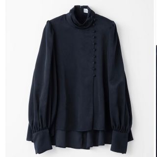 Audire drape blouse (Navy)(シャツ/ブラウス(長袖/七分))