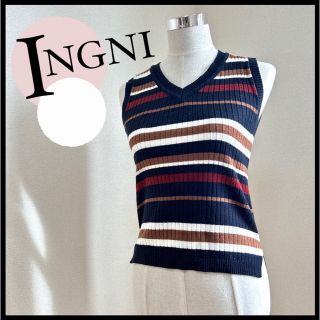 イング(INGNI)のINGNI イング M ノースリーブ ニット ボーダー 可愛い レディース(ニット/セーター)