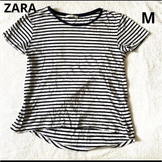 ザラ(ZARA)のみかん様　ZARA 半袖Tシャツ　ボーダー　白×ネイビー(Tシャツ(半袖/袖なし))