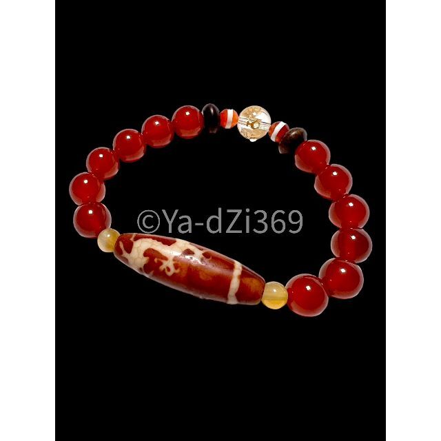 dzi beads ジービーズ 西蔵 白 至純 龍神（皇帝龍）天珠のブレス