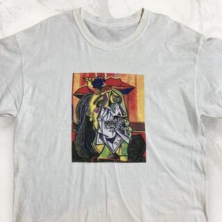 HRW 90s 00s  白 ピカソ　泣く女　アート　芸術　絵画 Tシャツ(Tシャツ/カットソー(半袖/袖なし))