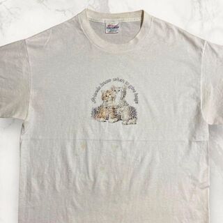 HRP Hanes ビンテージ 90s  白 猫　キャット　アニマル　Tシャツ(Tシャツ/カットソー(半袖/袖なし))