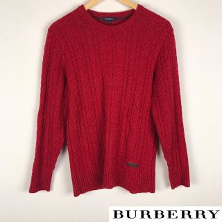 バーバリーブラックレーベル(BURBERRY BLACK LABEL)の美品 BURBERRY BLACK LABEL 長袖ニット レッド サイズM(ニット/セーター)