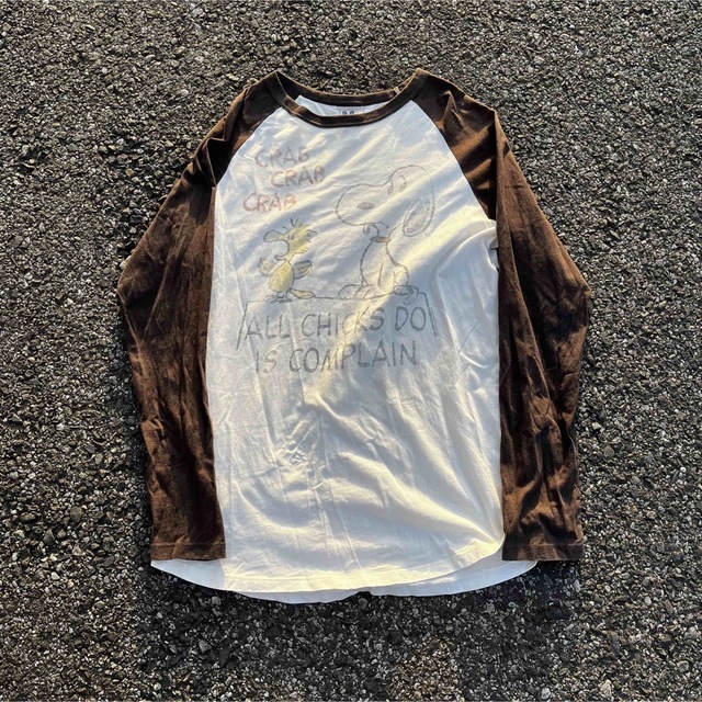 vintage スヌーピー ラグランTシャツ アーカイブ Y2K ダメージ加工 メンズのトップス(Tシャツ/カットソー(七分/長袖))の商品写真