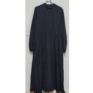 アンティカ(antiqua)の■中古■ワンピース　レトロ　ネイビー　ロング　antiqua(ロングワンピース/マキシワンピース)