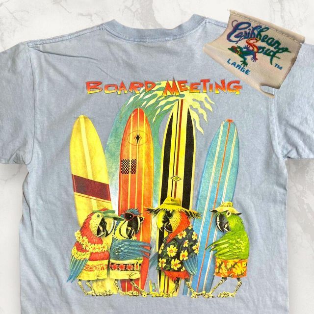 HRB 90s 00s  水色 サーフ　ボード　海　ビーチ　南国 Tシャツ メンズのトップス(Tシャツ/カットソー(半袖/袖なし))の商品写真